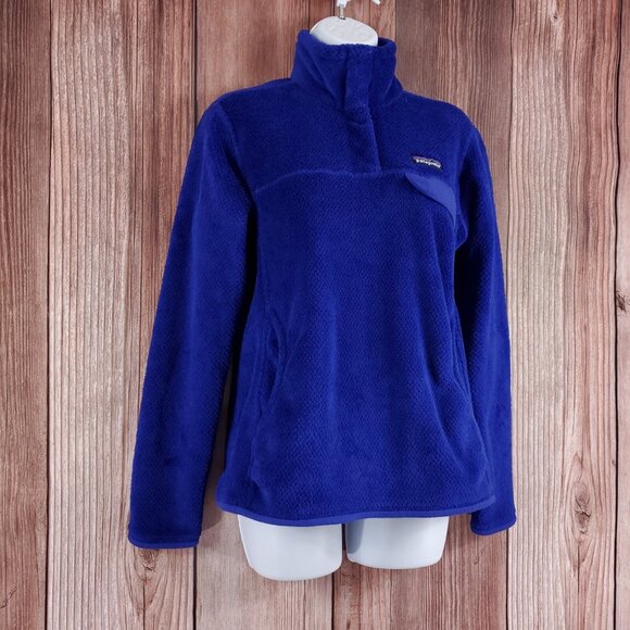*FLAW* Patagonia Womens Size Medium Re-Tool Snap-T Pullover Sweater Blue 25442 - Picture 4 of 13